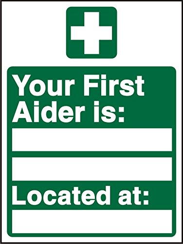 Seco First Aid - Your First Aider (Name & Location) Sign, Semi Rigid Plastic,White, 150mm x 200mm - 1mm
