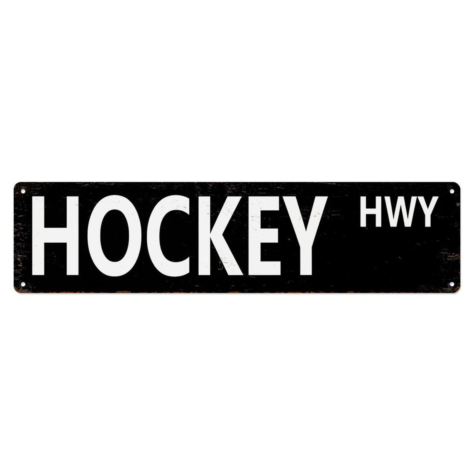 Hockey Hwy Sign Pattern Metal Tin Sign Plaque