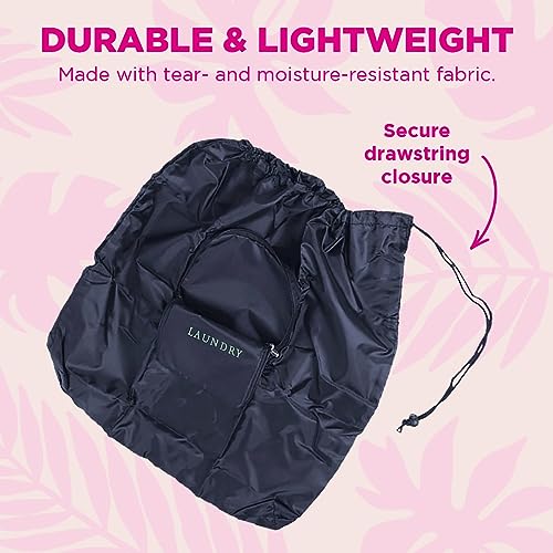 Miamica Travel Laundry Bag - Laundry Script, Navy/Green3