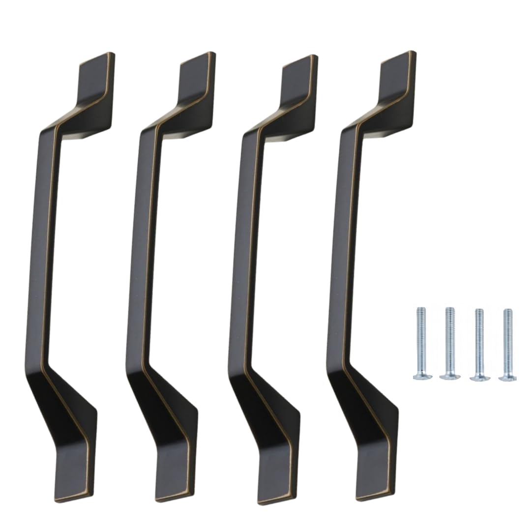 NLQCSXWEP Zinc Alloy Cabinet Bow Handle, Zinc Alloy Cabinet Wardrobe Door Drawer Handle Black Pack of 4(E-192mm Black)