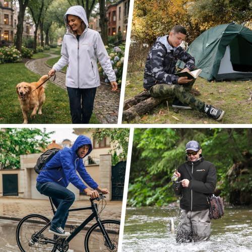 Image of APEXUP Packable Rain Jacket Men Waterproof Lightweight Raincoat with Hood