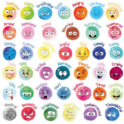 Eersida 800 Pieces Face Emotion Feelings Stickers for Kids 1.4 Inch Funny Mood Incentive Stickers Bulk Reward Decal Behavior Chart Emotional Support Teacher Classroom Supply for Home School(Classic)