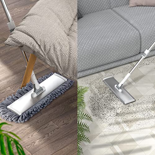 Bonpally Microfiber Mops For Floor Cleaning System, Flat Dust Mop For Hardwood Floors, Professional Commercial Wet & Dry Mop, Household Cleaning Supplies With Extendable Handle, 4 Reusable Mop Pads #TOP2