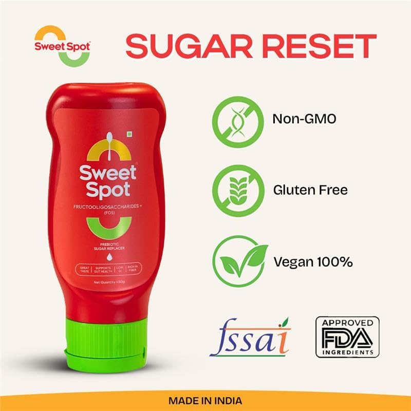 Image of Sweet Spot Prebiotic Sugar Substitute | No Aftertaste | Diabetic-Friendly | 50% Lower Calories | Suitable for Kids, Adults & Elderly | Gut Friendly | Low-GI | No Added Preservatives | 1:1 Sugar Replacer Pack of 2