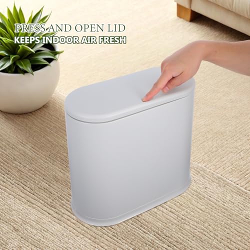 Kichouse bote de basura con tapa de 15l color gris claro miniatura 3