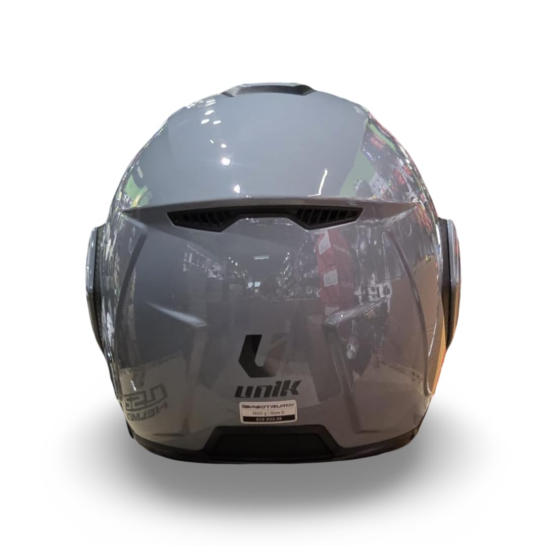 unik Casco Modular Abatible 180 Spectrum Moto Adultos Visera Solar Doble Policarbonato 2 Calotas Ventilación Frontal Trasera Cierre Micrométrico - Nardo Grey, Talla XL
