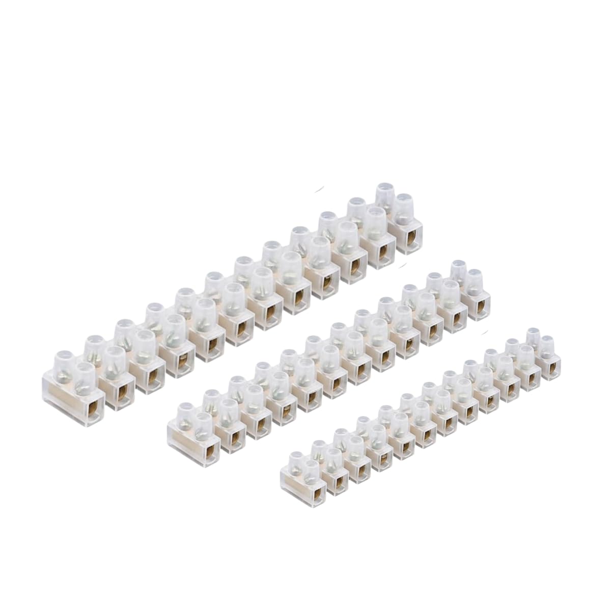 3A/5A/15A/30A/60A Electrical Connector Blocks 12 Way Clear Barrier Block Strip Wire Connector Electrical Choc Blocks Connecting for Wiring Cable Dual Row 12 Position (Pack 1, 3A, 5A & 15A) — image 1