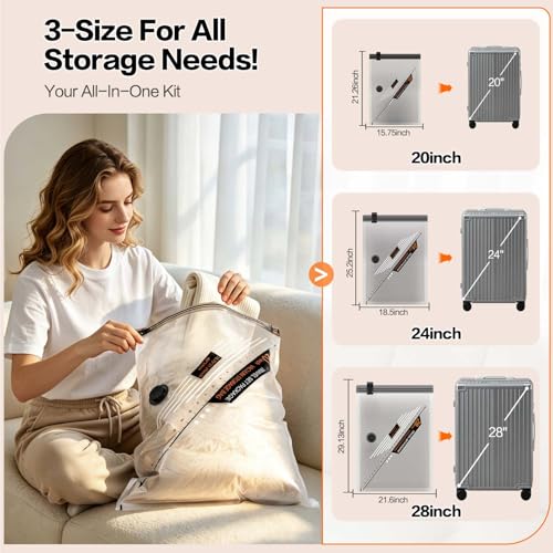 Rechargeable Wireless Pump Travel Storage Bags Set - 20 Pack Portable Space Saver Bags for Travel & Home - Vacuum Compression Packing Seal for Clothes, Blankets, Seasonal Storage — view 4