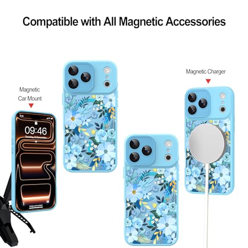 Coque iPhone 17 Pro pour femme cadeau esthétique bleu floral - 4