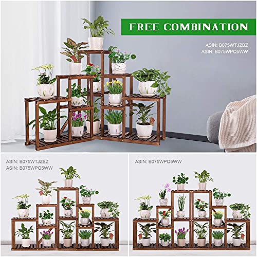 Ufine Multi-Tier Wood Plant Stand Indoor Outdoor Ladder Plant Display Shelf 6 Tier Plant Storage Rack Organizer For Patio Garden Balcony Living Room #TOP2