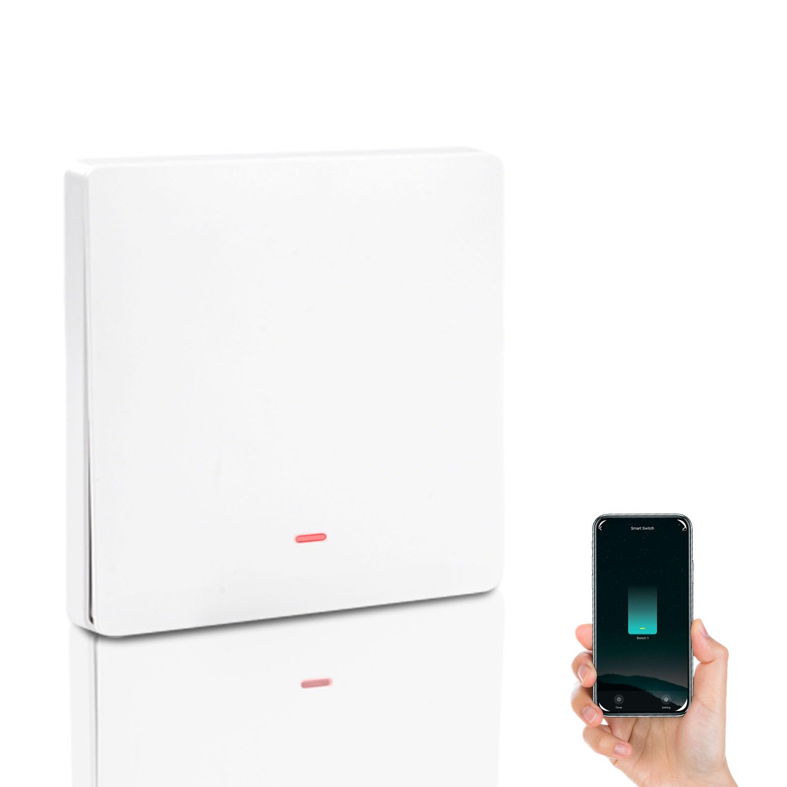 Interruptor de Luz Intelligente WiFi, 1 Gang 1 Via, Interruptor Pared WiFi Empotrado Compatibile con Controllo Vocale Alexa/Google Home, Controllo Remoto por App Smart Life/Tuya (sin neutro)