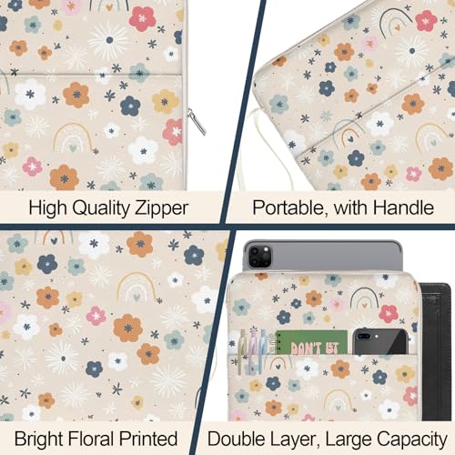 QRZIQRZ Rainbow Book Sleeve Pouch with Zipper, Paperback Book Protector Case,PU Leather Waterproof Book Pouch,Cute Floral Print Travel Book Carrying Case for Book Lovers Women,Book Cover for Hardcover by QRZIQRZ - Image 8