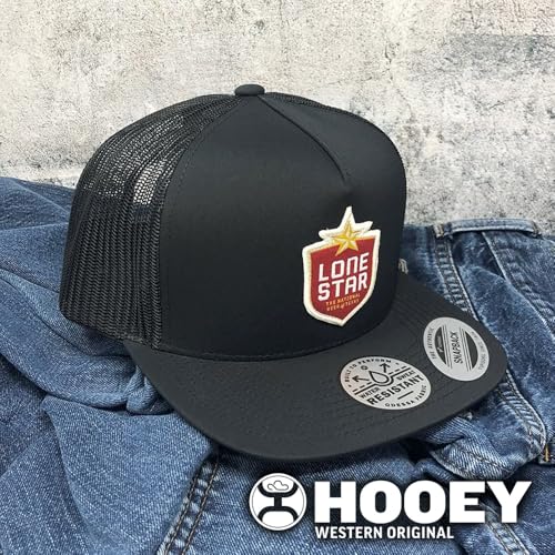 Image of HOOEY Lone Star Beer Patch Trucker Hat for Men, Adjustable Snapback Mesh Baseball Cap, 5-Panel Western Work Hat