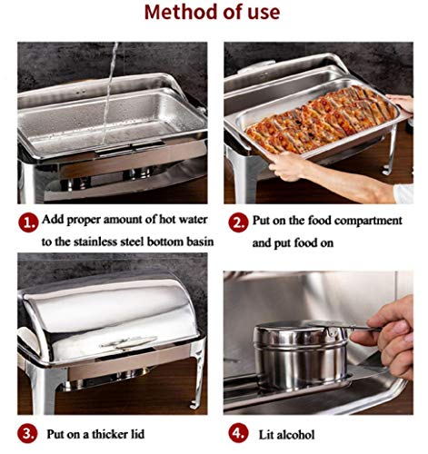 HSBAIS Speisenwärmer Buffetwärmer, Rechteckig Wärmebehälter Full Size Chafing Dish mit Deckel Rechaud für Catering… – Bild 4