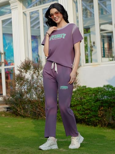 Image of ZEYO Night Suit for Women's Typography Printed Night Dress of Top and Pyjama