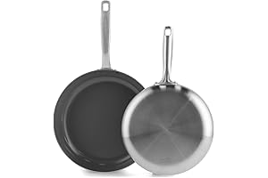 GreenPan Chatham Tri-Ply Stainless Steel Healthy Ceramic Nonstick 8" and 10" Frying...