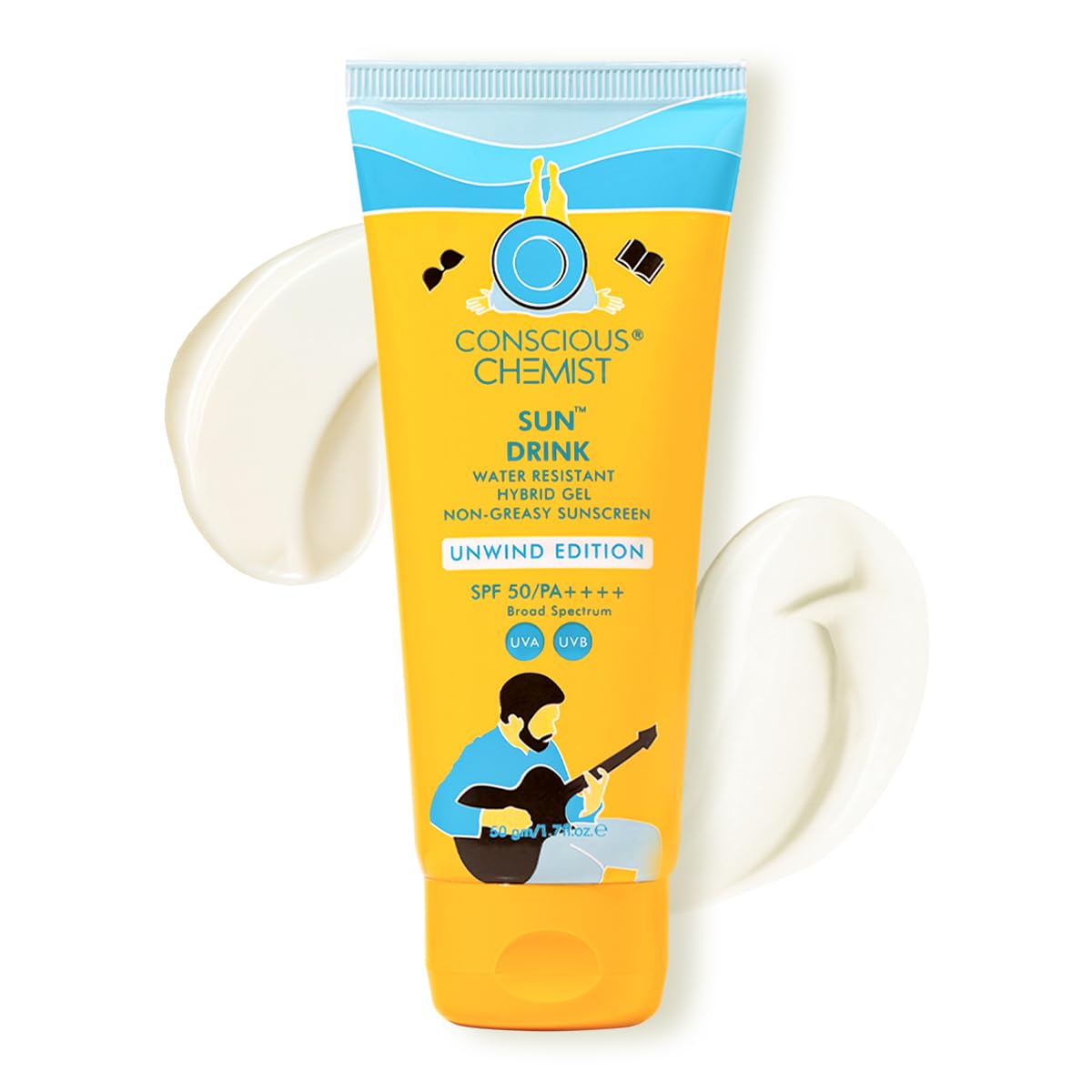 Dewy Ceramide Sunscreen SPF 50 PA++++ | For Oily Skin | Water Resistant UVA/B Protection | Fragrance-Free | For Men & Women | All Skin Types - Sun Drink (Unwind Edition) | 50g