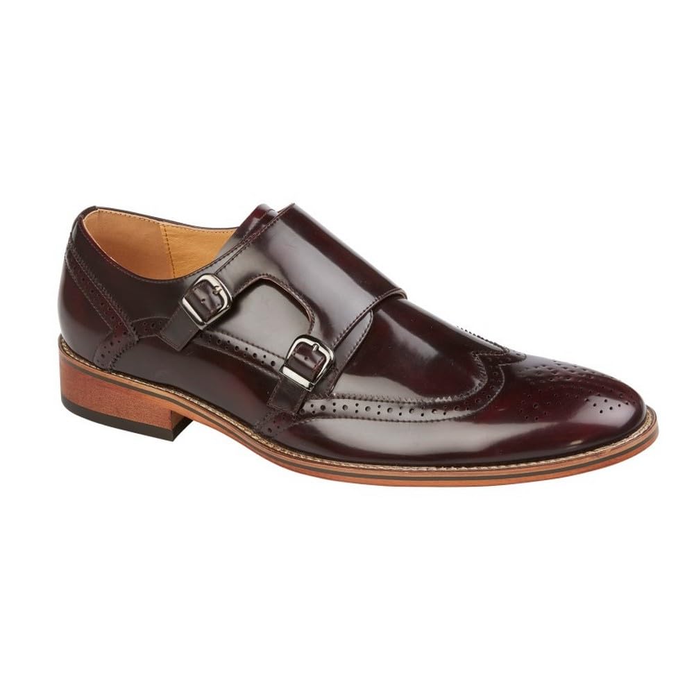 M429BD Zapatos Brogue Monk con doble hebilla para hombre Oxblood