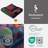 biederlack® flauschig-weiche Kuscheldecke aus Baumwollmischgewebe I Made in Germany I nachhaltig produziert I Bunte Wohndecke „Color Squares Blue“ in grün-blau I Öko-Tex I Sofa-Decke 150x200cm