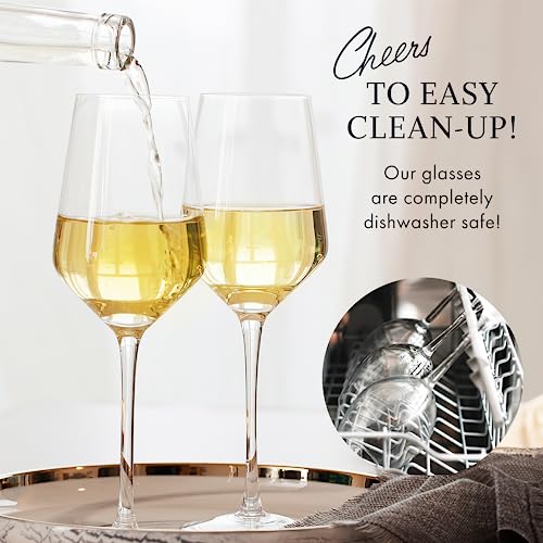 Elixir Glassware Hand Blown Red & White Wine – Set Of 4 Long Stem Wine Glasses, Premium Crystal – Wedding, Anniversary, Christmas – 13 Oz, Clear #TOP7
