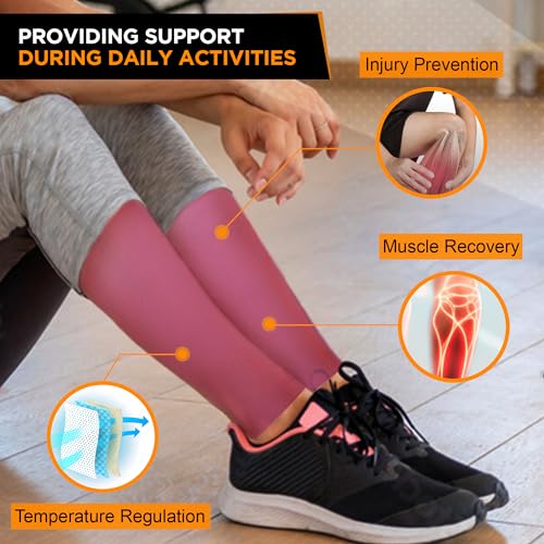 Image of Premium Calf Compression Sleeve 1 Pair 20-30mmHg Strong Calf Support Fashionable COLORS Graduated Pressure for Sports Running Muscle Recovery Shin Splints Varicose Veins Doc Miller (Maroon, 3X-Large) | Graduated Support for Running, Shin Splints, Calf Strain, Knee High, Small to 6XL Plus Size