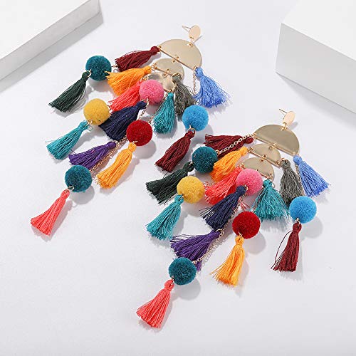 Bohemian Colorful Earrings Long Tassel Fringe Earrings Drop Dangle Jewelry Mother’s Day Gift For Women Teen Girls,Mom,Daughter,Sister And Friends #TOP5