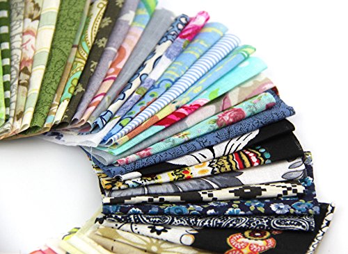 RayLineDo 50pcs 10 * 10cm Fabric Patchwork Craft Cotton Material Batiks Mixed Squares Bundle
