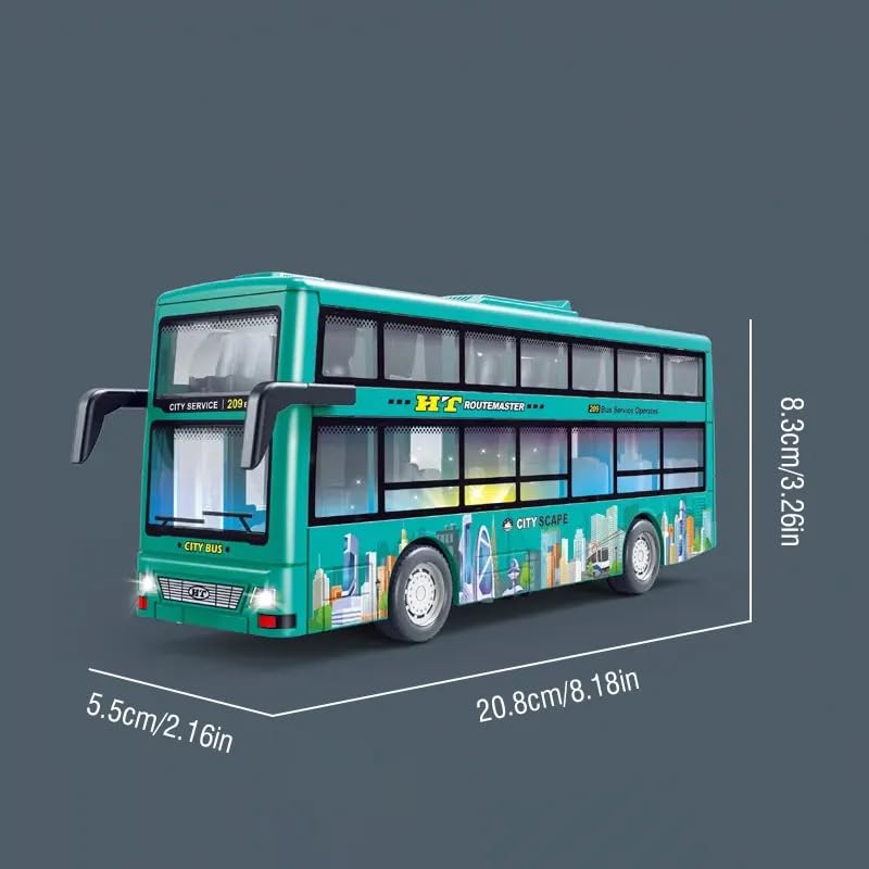 Image of DEOXY Inertia Alloy Simulation Double-Decker Bus Model car Children's Toys and Gifts Bus Toys for Boy Kids (decer Green)