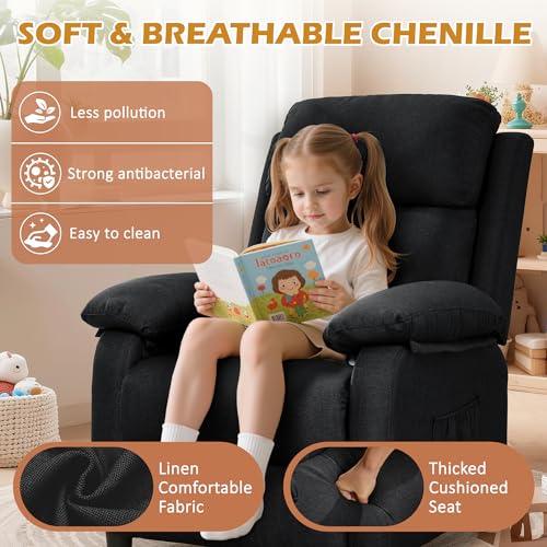 Image of Korser Recliner Chair, Living Room Chairs for Adults, Padded Deep Seat Reading Chair with Side Pockets, Small Recliners for Small Spaces, Lounge Chair for Living Room, Bedroom, and RV (Linen)
