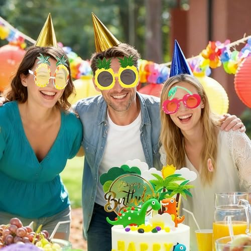 12 Pieces Fruit Eyeglasses Tropical Pineapple Glasses with 12 Styles,Hawaiian Fruit Funny Shape Eyeglasses Pineapple Party Favors for Hawaiian Summer Beach Luau Theme Party Supplies3