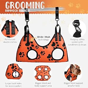 Dog Grooming Hammock for Nail Trimming - Complete Groomers Helper Set for Pets - Pet Grooming Hammock with Hooks Dog Nail Clipper - Dog Hammock for Nail Clipping - Dog Sling Lift Harness for Dogs Cats