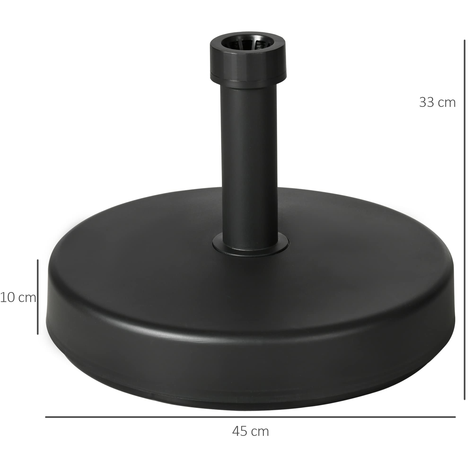 Outsunny Base per Ombrellone da Giardino in Plastica PP Max 18kg di Peso, Ø45x33 cm, Nero