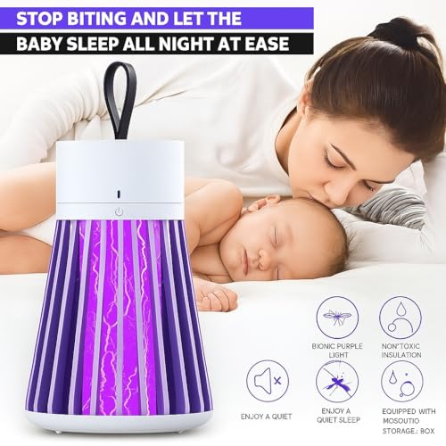 Image of Electric Mosquito Killer Lamp with UV Light, USB Powered Portable Indoor Bug Trap for Bedroom, Office & Home