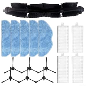 Linnkyfloa Roboterstaubsauger Ersatzteile Set inklusive Hauptbürste, Seitenbürsten, Filter und Wischtücher kompatibel mit Teppich- und Hartbodenreinigung