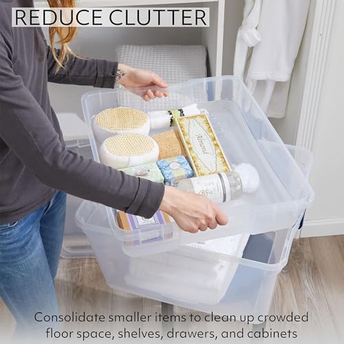 Rubbermaid Cleverstore 74 Qt Clear Storage Bins with Lids and Nesting Tray, 4-Pack, Stackable, BPA-Free, Made in USA - Image 5
