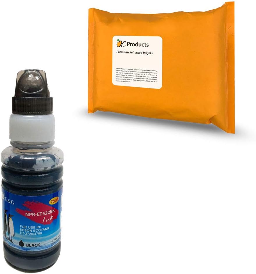 Compatible Ink Replacement for Epson 522 for EcoTank ET-2400 ET-2720 ET-2800 ET-2803 ET-2840 ET-4700 ET-4800 ET-4810 (Black)