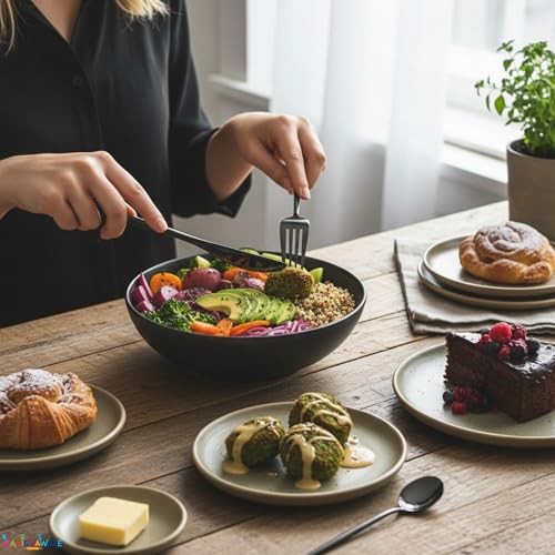 Image of Slim Handle Black 16 Pcs Stainless Steel Cutlery Set for Dining Table, Dishwasher Safe Glossy Flatware (4 Spoon Set + 4 Forks Set + 4 Butter Knife + 4 Dessert Spoon)
