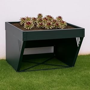 Mähroboter-Garage mit Pflanzkasten HWC-P41, Dach Unterstand Rasenmäher Metall 40x60x70cm - grün