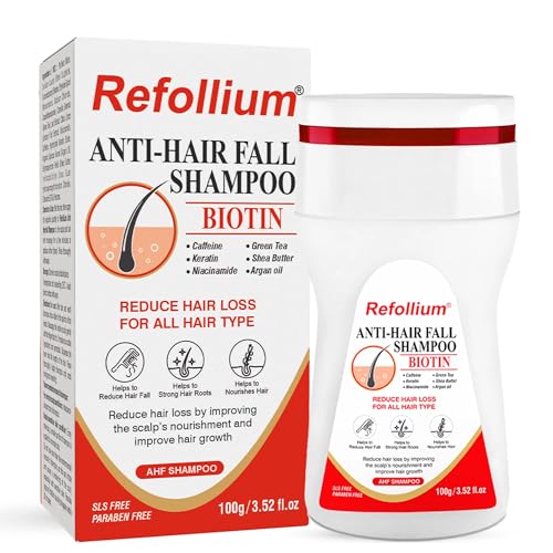 Image of Refollium Biotin Shampoo with Keratin & Collagen | Biotin and Collagen Shampoo for Hair Growth | Adds Volume & Shine, Nourishes Dry Hair, Controls Frizz (100ml)