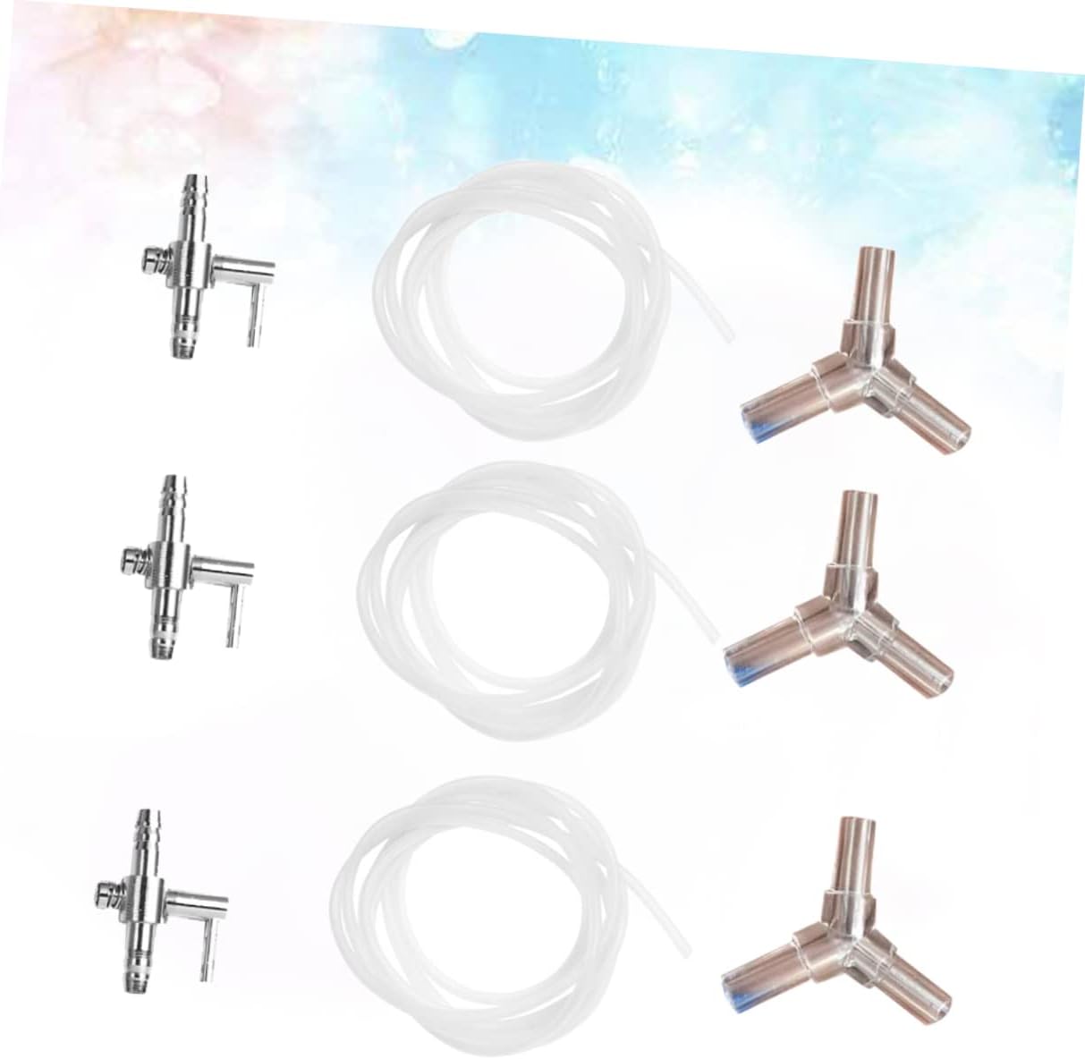 COLLBATH Complete Aquarium Oxygen Pump Accessory Set 9pcs Stainless Steel Distributor for Fish Tank Air Pump