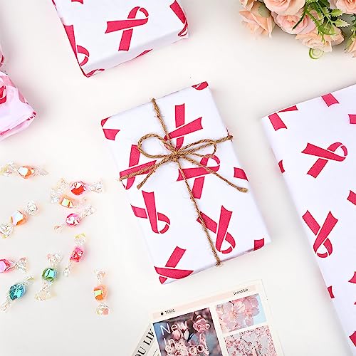 100 Sheets 20 * 14 Inches Pink Ribbon Printed Gift Wrap Tissue Paper Breast Cancer Awareness Tissue Paper For Gift Bags For Women Girls Breast Cancer Party Charity Theme Party Supplies #TOP7