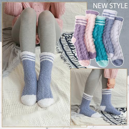 Image of EBMORE Womens Fuzzy Socks Fleece Fluffy Cabin Plush Warm Sleep Soft Cozy Winter Adult Socks