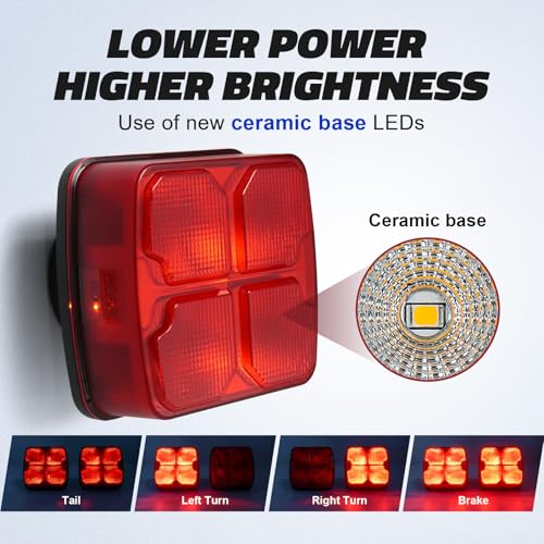 Image of Agrieyes Wireless Trailer Lights, Magnetic Tow Tail Light Kit (T212) | 2 Mounting Options | 30s Magnetic Mount | 100ft Stable Range | USB-C 9H Runtime | IP67 Waterproof | Cross-State Towing