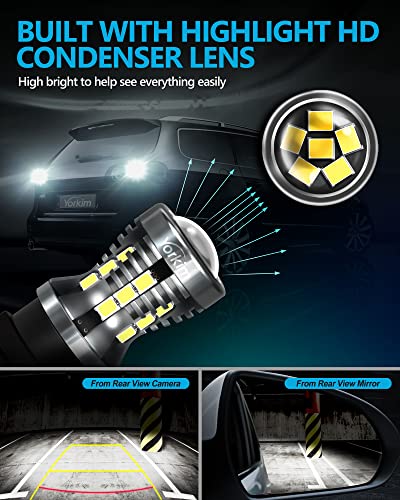 Yorkim 3157 Led Bulb 2880 Lumens 3156 Led Reverse Lights 3057 Led Tail Light Brake Light 4114 Led Day Running Light 3057 3056 3457 Led Replacement Bulb For Turn Signal Reverse Lights, 6000K White #TOP1