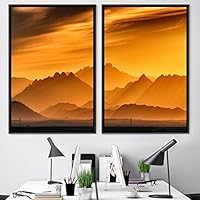 2 Piece Framed Canvas Wall Art Sunset in The Mountains Canvas Prints Home Artwork Decoration for Living Room,Bedroom - 16