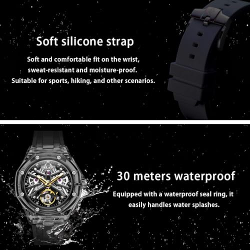 Image of OLEVS Watch Men Self Winding Luxury Skeleton Mechanical Business Dress Sapphire Wrist Watches Calendar