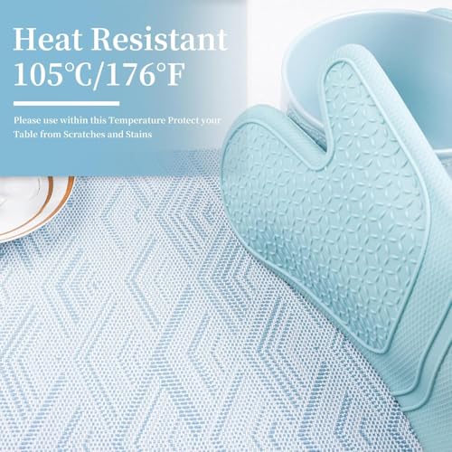Image of YELONA Placemats for Dining Table - Heat Resistant, Non-Slip & Washable PVC Vinyl Table Mats - Set of 8, 45 x 30 cm (Ocean Blue)