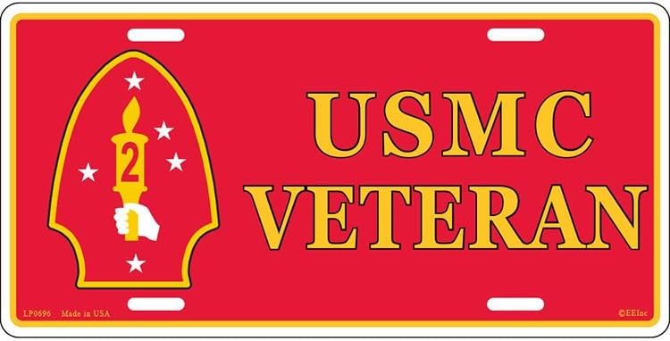 Eagle Emblems LP0696 License Plate Frame - USMC 2nd Division - 6 x 12 in.