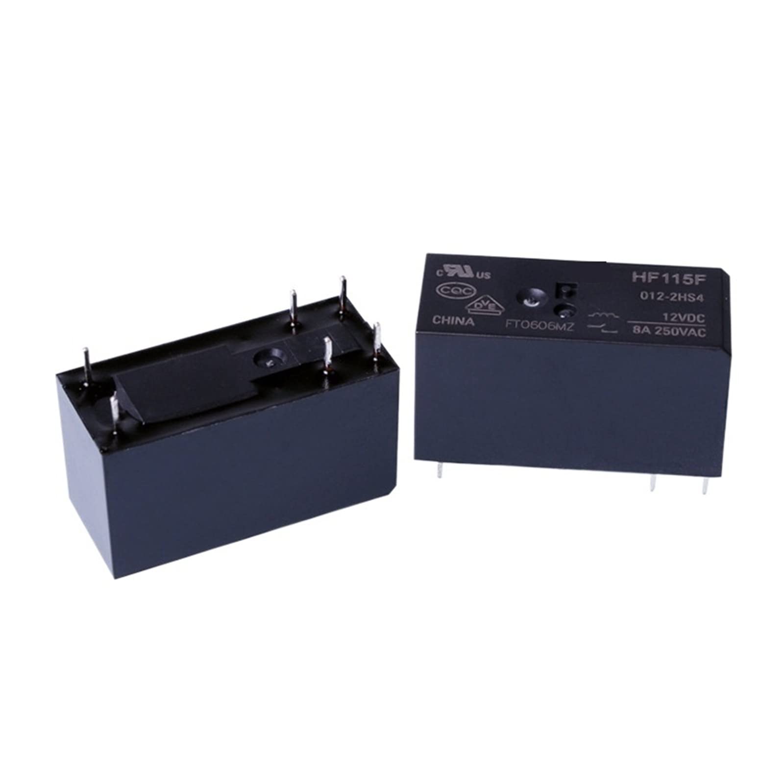 Relais HF115F-005-2HS4 anti arc électrique double contact 8A 6 broches PCB