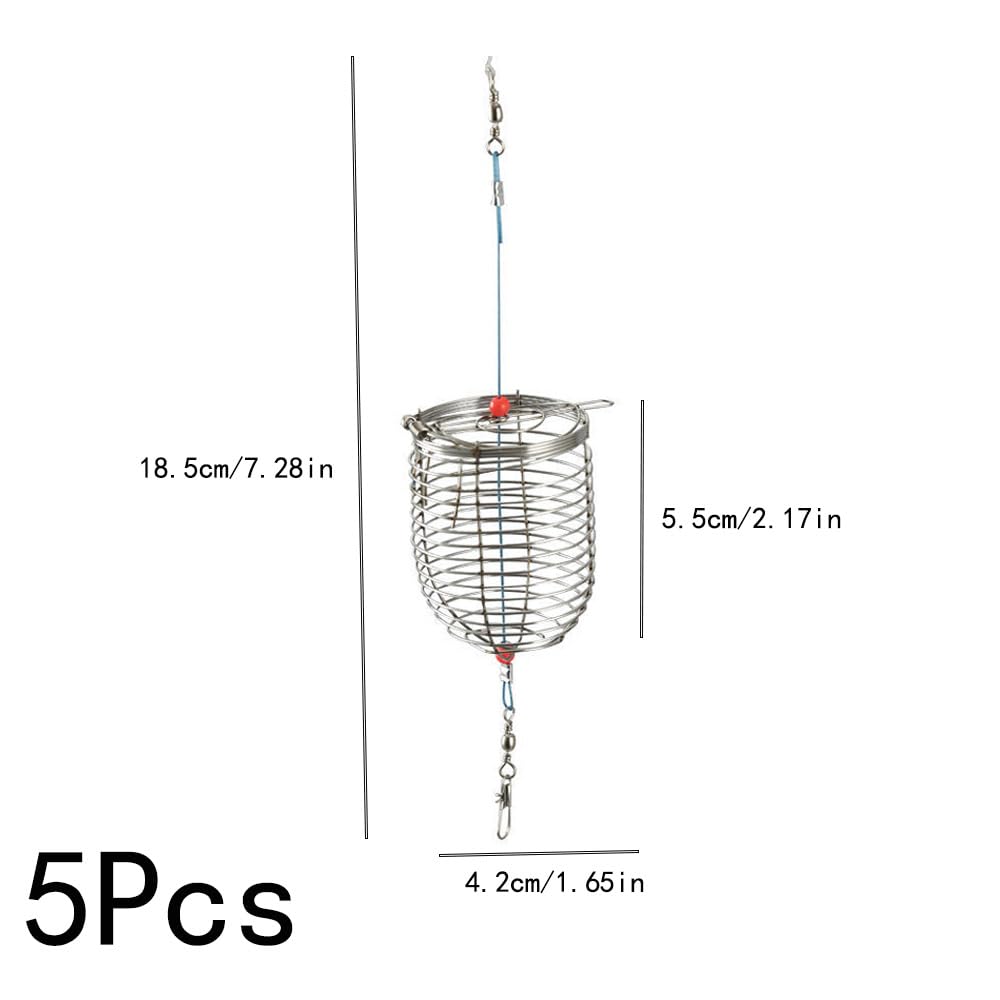 5 Stücke Futterkorb Angeln, Futterkorb Set, Köder Käfig, Edelstahl AngelköDerkäFig, Trap Feederkorb Edelstahl Käfig Form Futterspirale Angelzubehör Feeder Korb für Fischteich Karpfenangeln Zubehör